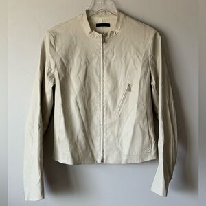 The Row Lamb Leather Silk Lined Jacket Size 12 Classic Neutral